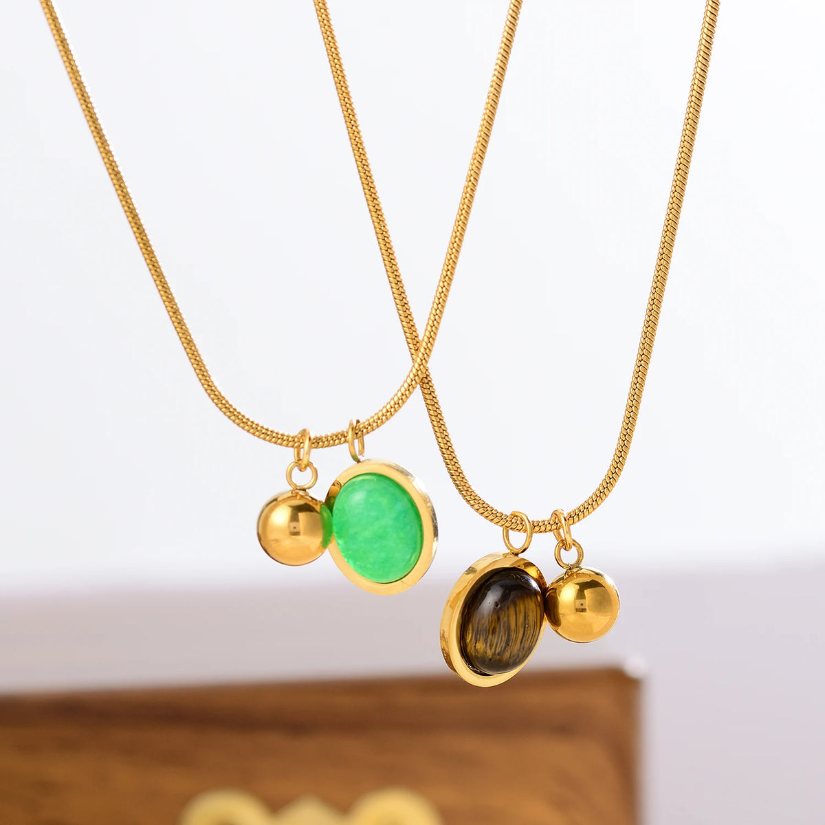 Tiger's Eye Stone Pendant Necklace