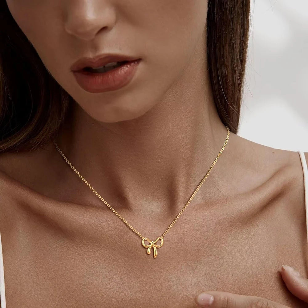 Gold Bow Knot Choker Necklace