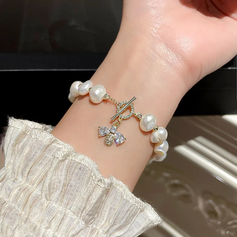 Pearl Zircon Pull-Chain Bracelet