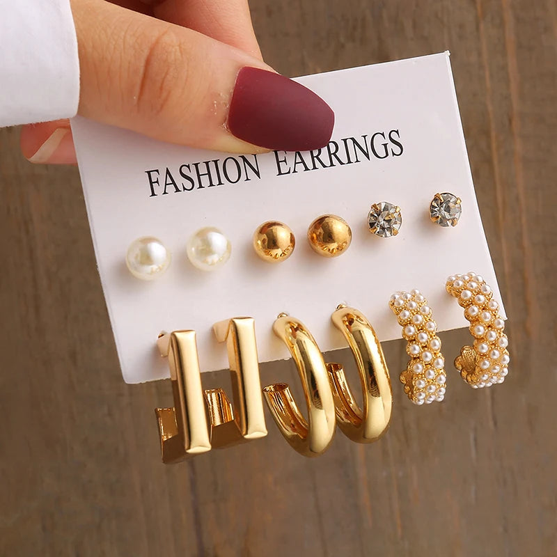 Geometric Pearl Dangle Earrings