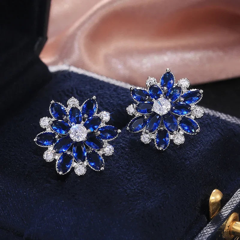 Crystal Flower Stud Earrings