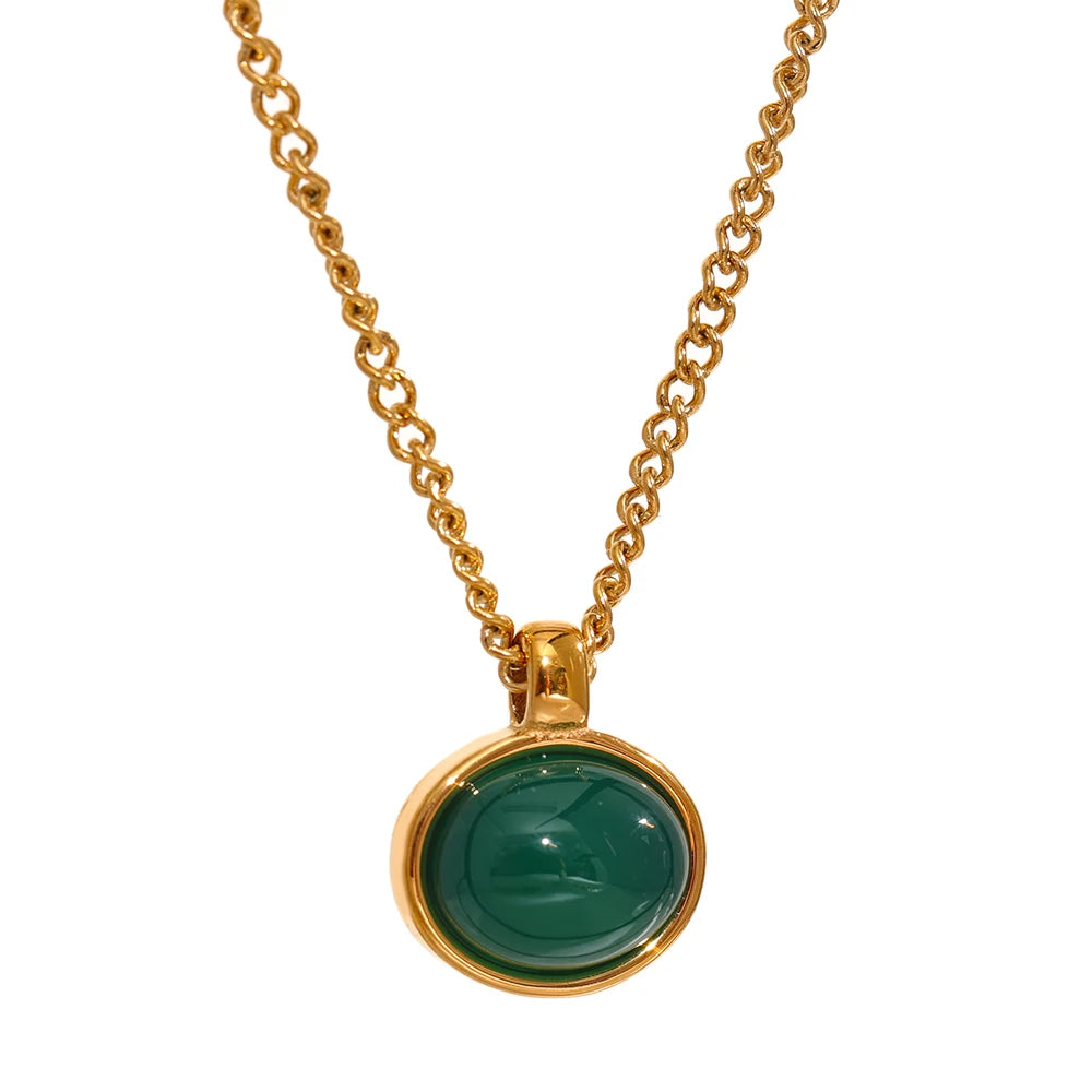 Green Agate Stone Necklace