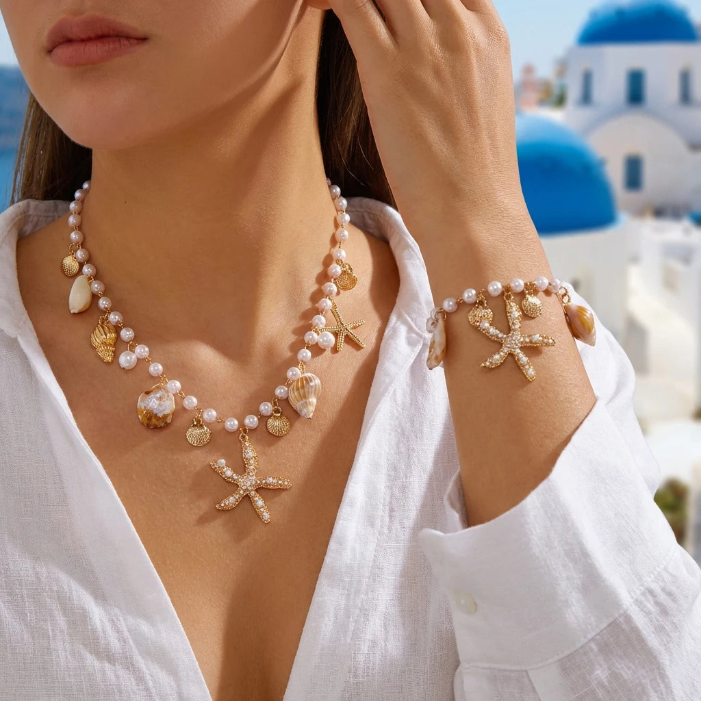 Starfish Pearl Jewelry Set