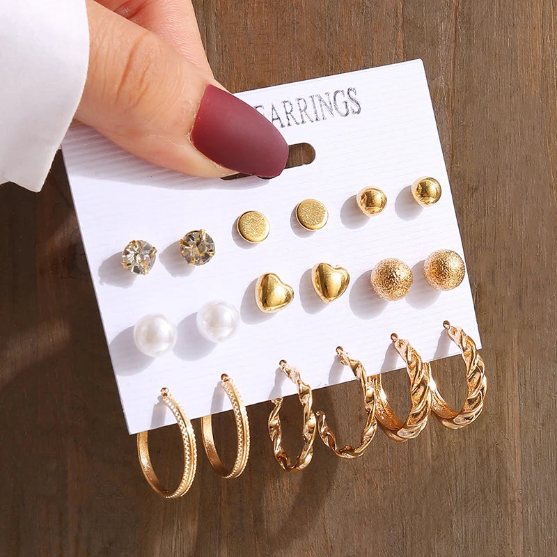 Geometric Pearl Dangle Earrings