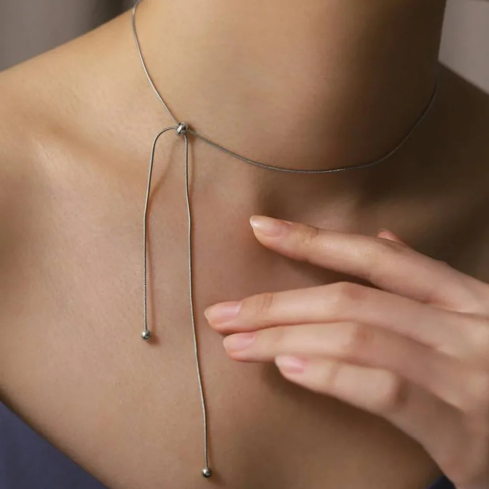 Snake Chain Y-Necklace with Pendant