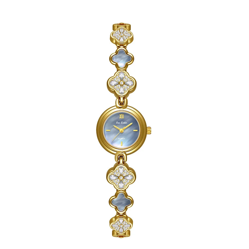 Blue Shell-Dial Crystal Watch