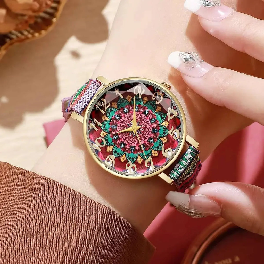 Vintage Floral Strap Watch