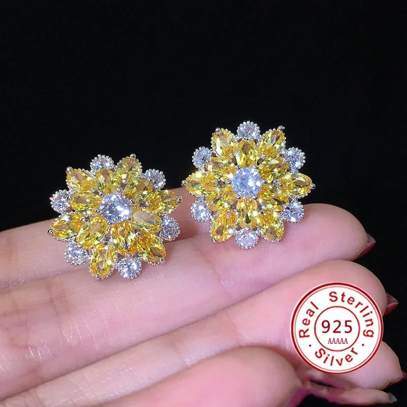 Crystal Flower Stud Earrings