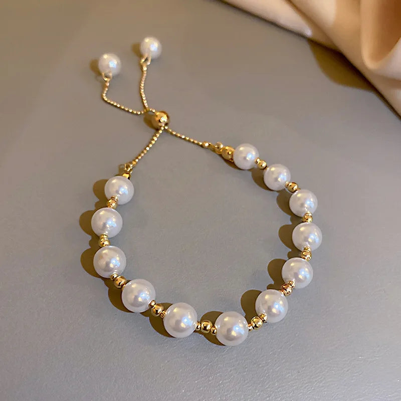 Pearl Zircon Pull-Chain Bracelet