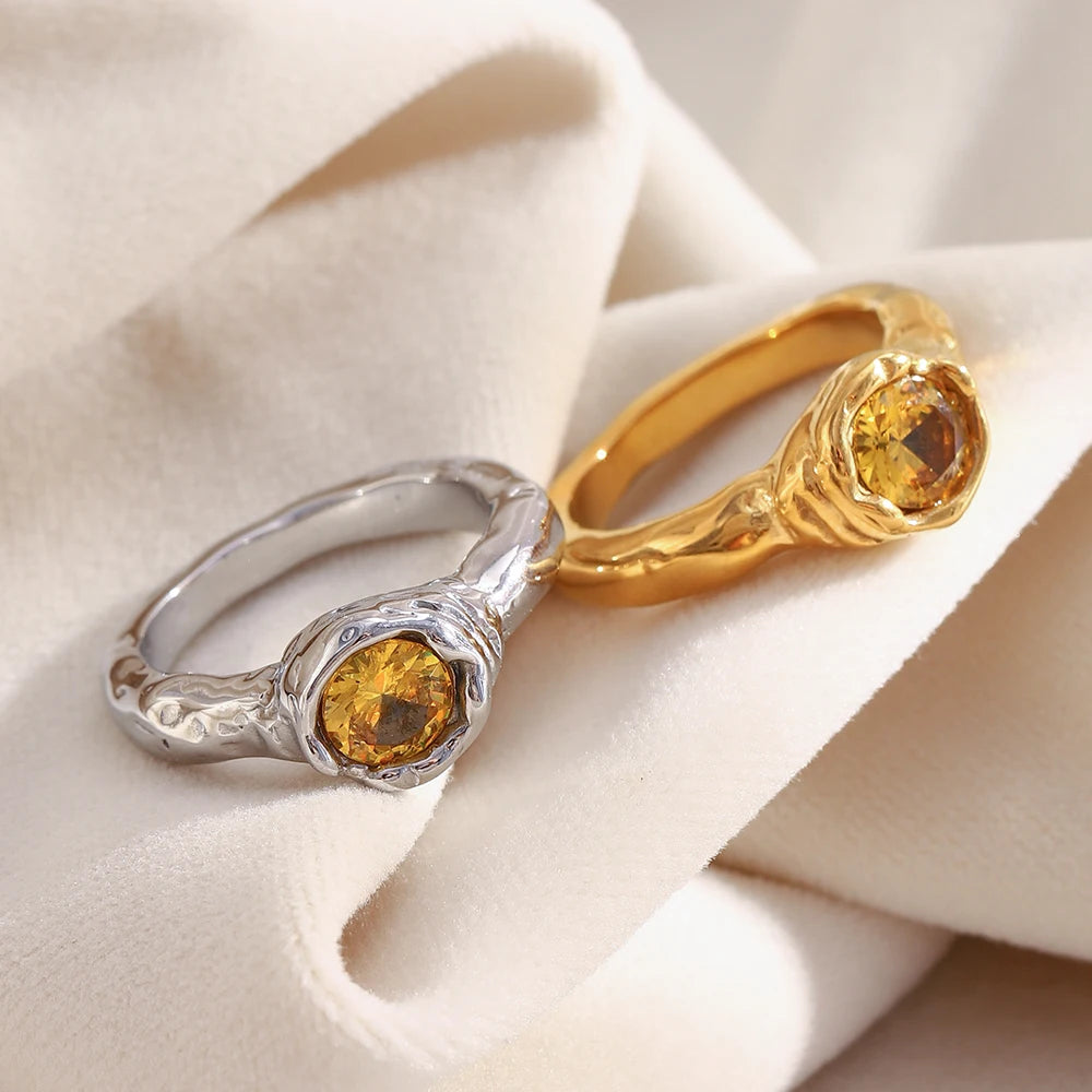 Champagne Zircon Thin Ring