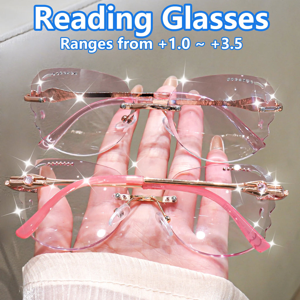 Rhinestone Rimless Reading Glasses