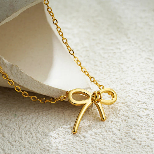 Gold Bow Knot Choker Necklace