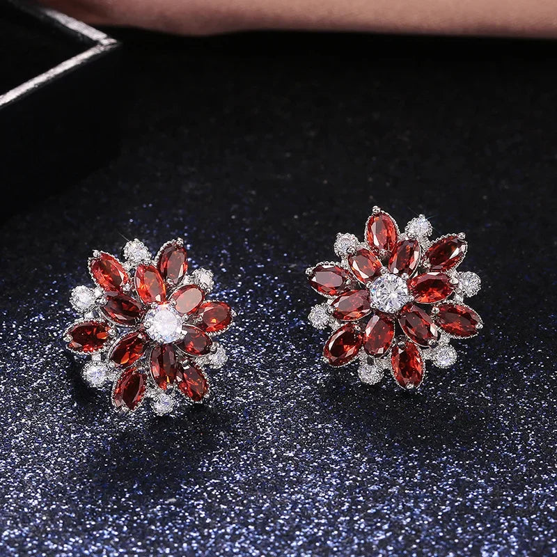 Crystal Flower Stud Earrings