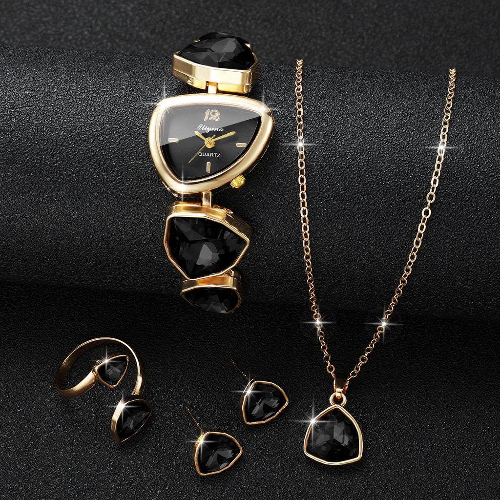Rhinestone Bracelet Watch Set
