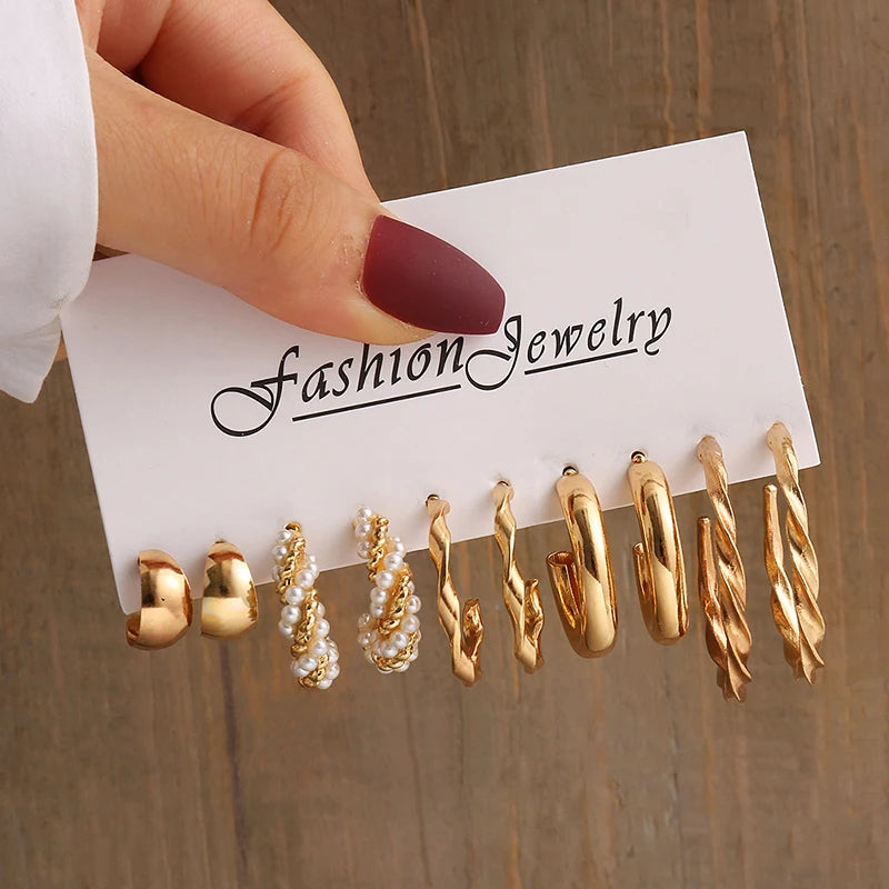 Geometric Pearl Dangle Earrings