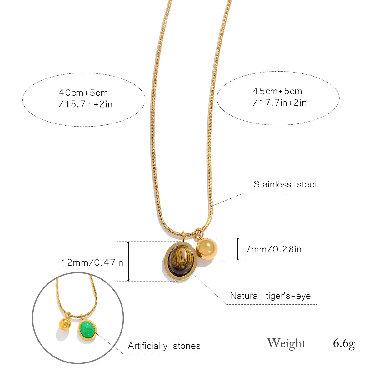 Tiger's Eye Stone Pendant Necklace