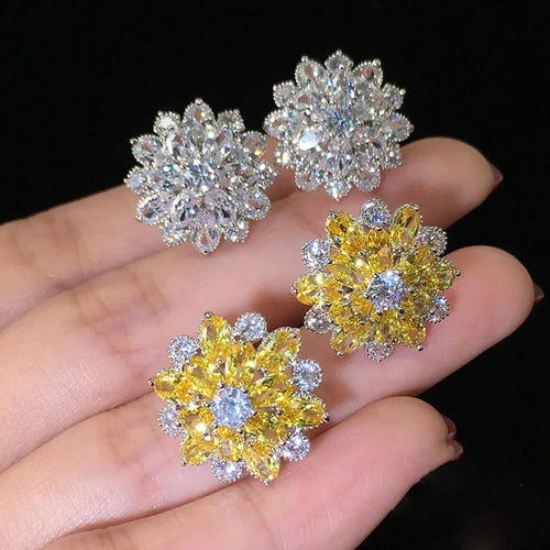 Crystal Flower Stud Earrings