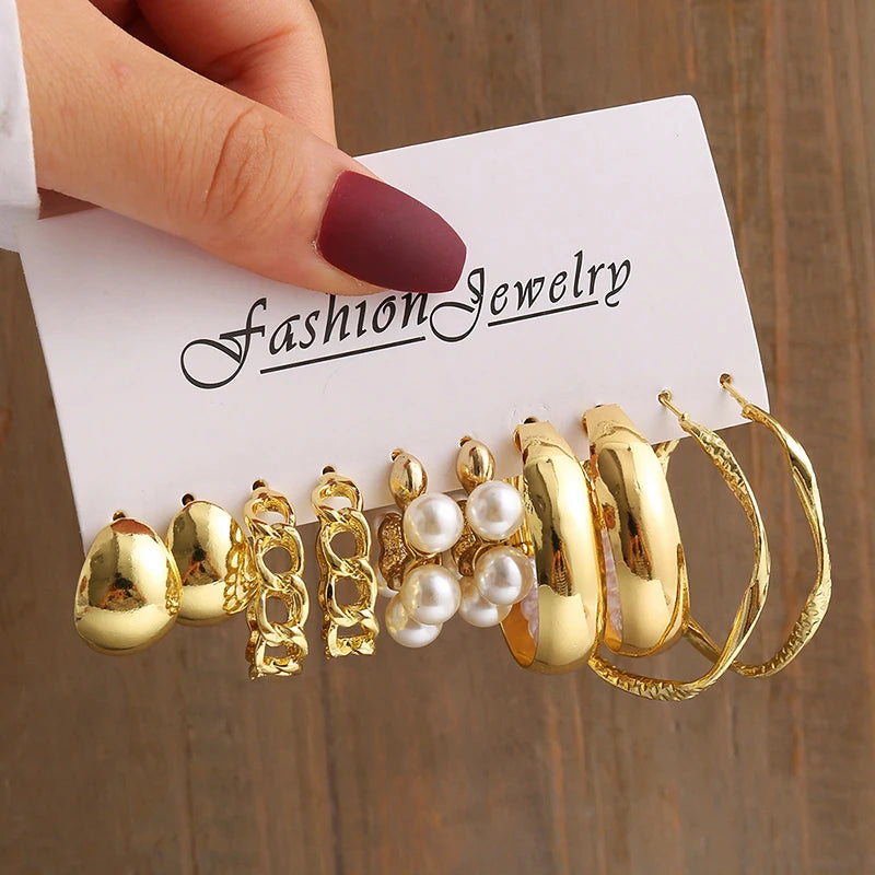 Geometric Pearl Dangle Earrings
