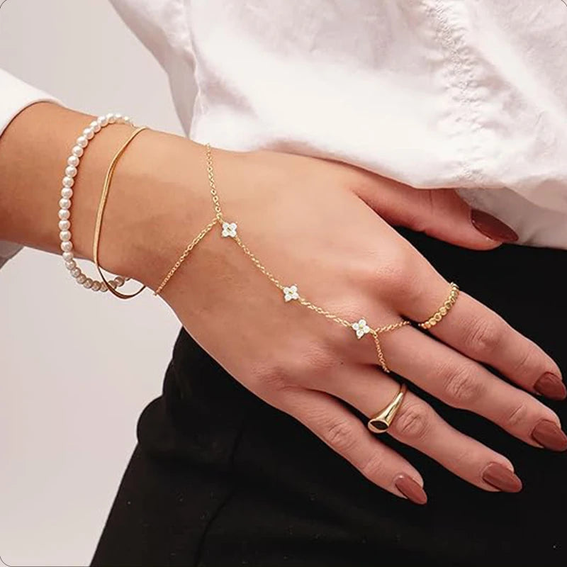 Leaf Chain Ring Bracelet