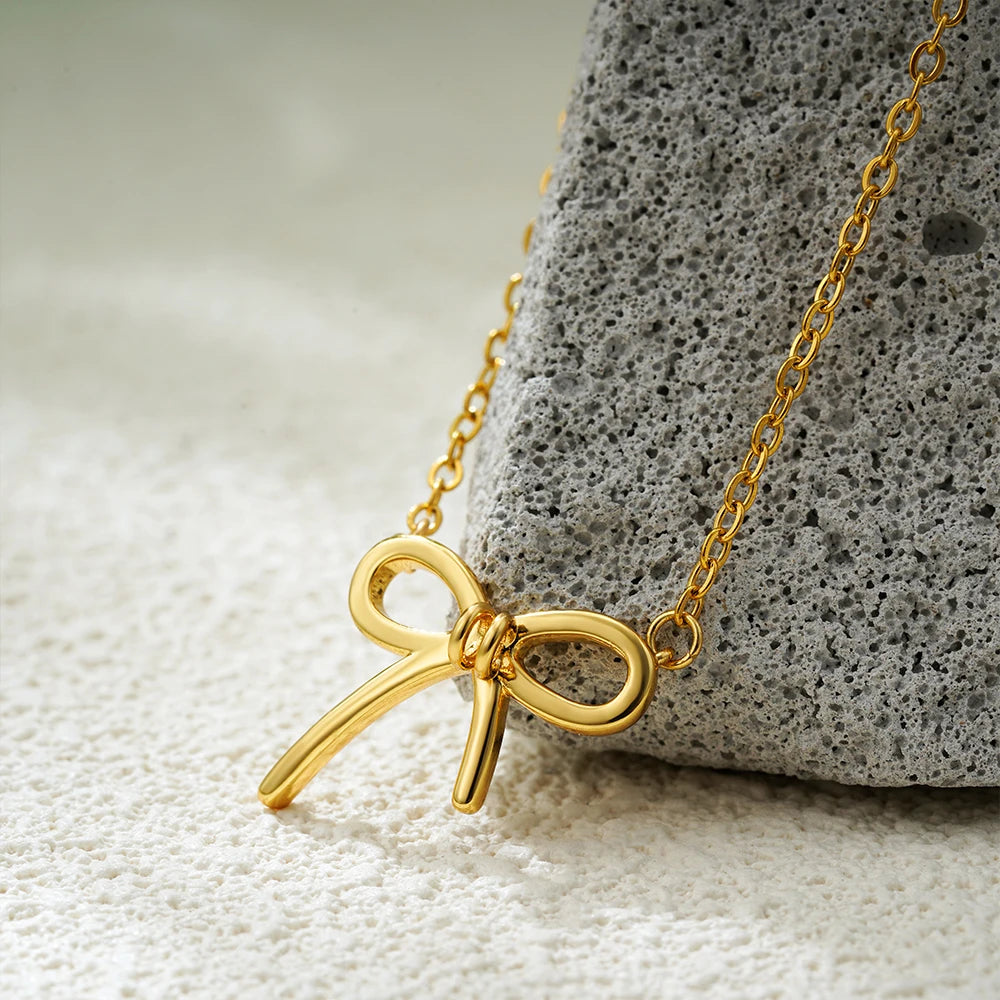 Gold Bow Knot Choker Necklace