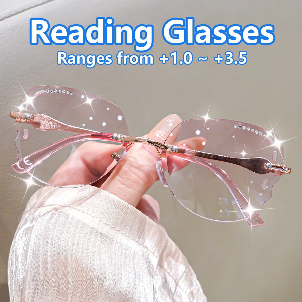 Rhinestone Rimless Reading Glasses
