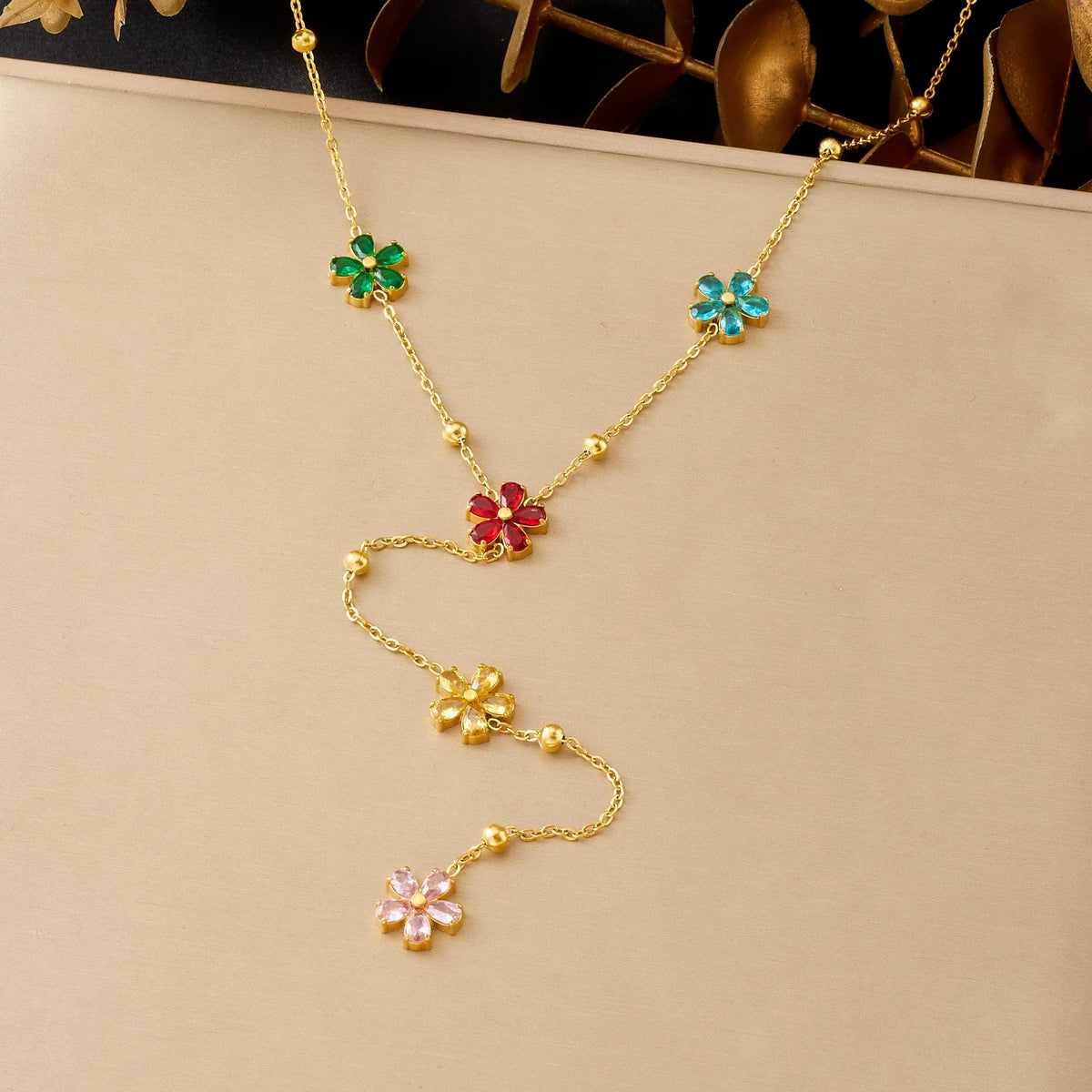 Five-Petal Flower Y-Necklace