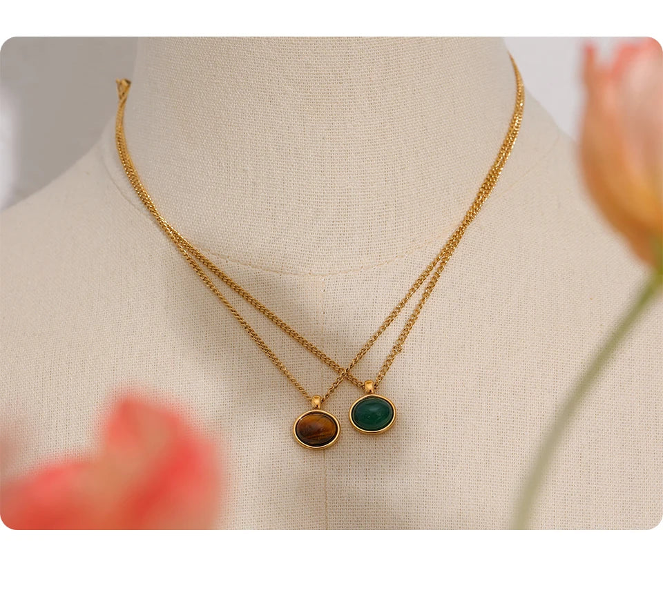 Green Agate Stone Necklace