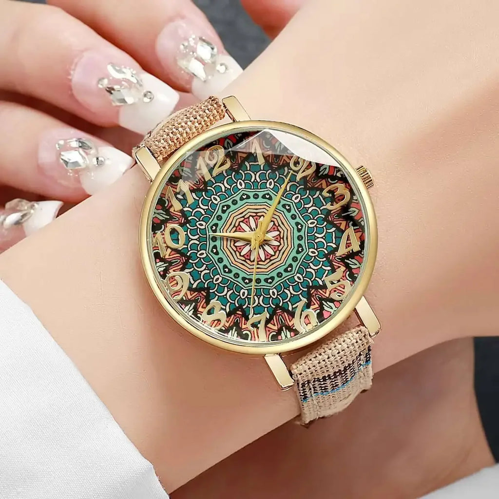 Vintage Floral Strap Watch