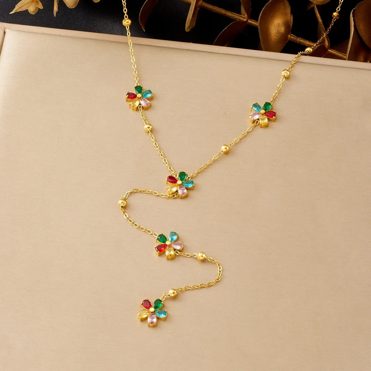 Five-Petal Flower Y-Necklace