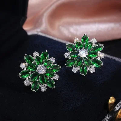 Crystal Flower Stud Earrings