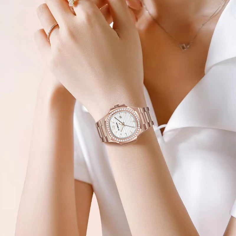 Rhinestone Steel-Band Watch