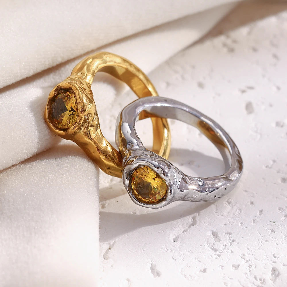 Champagne Zircon Thin Ring