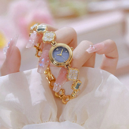 Blue Shell-Dial Crystal Watch