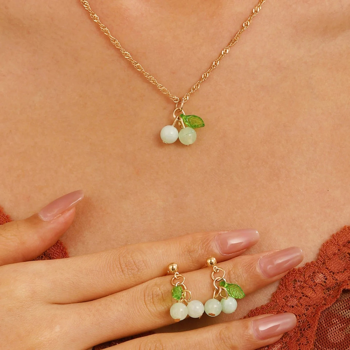 Cherry Blossom Necklace & Earring Set