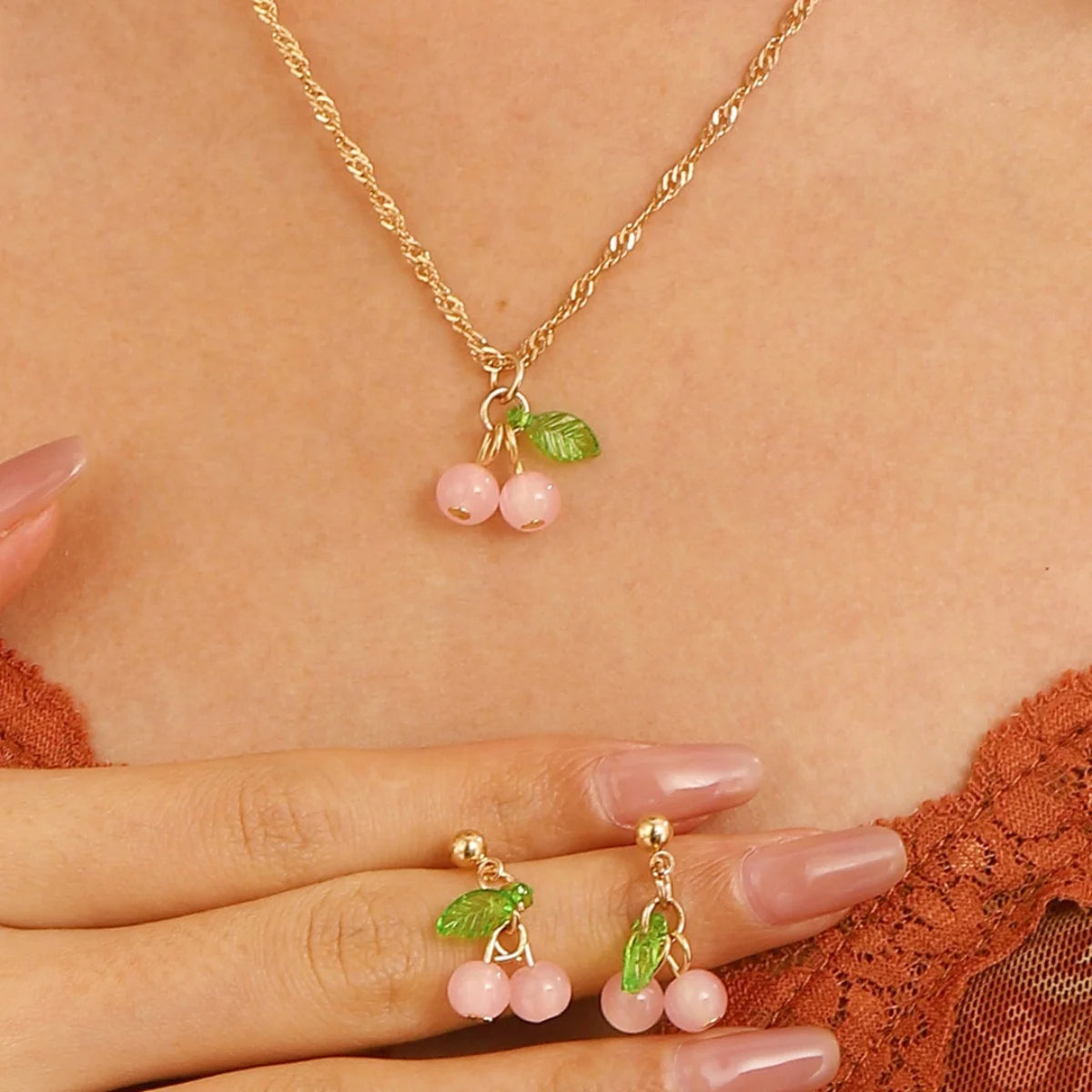 Cherry Blossom Necklace & Earring Set