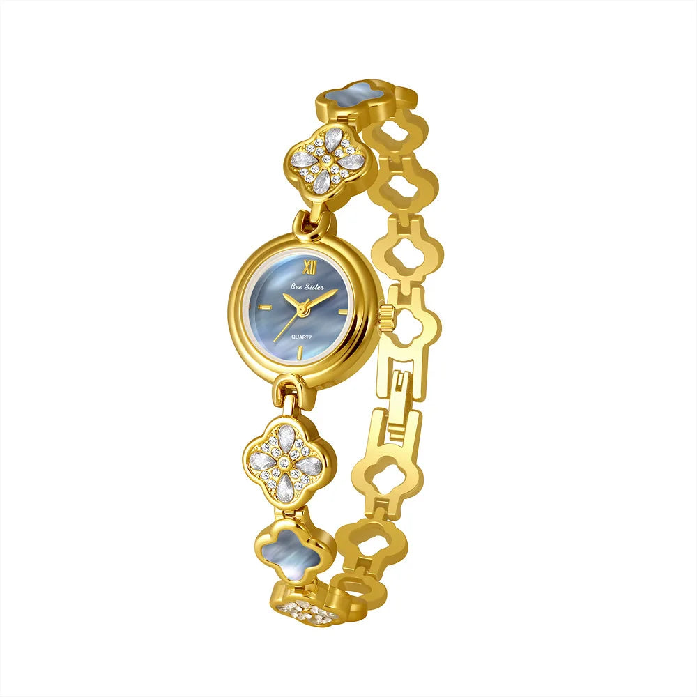 Blue Shell-Dial Crystal Watch