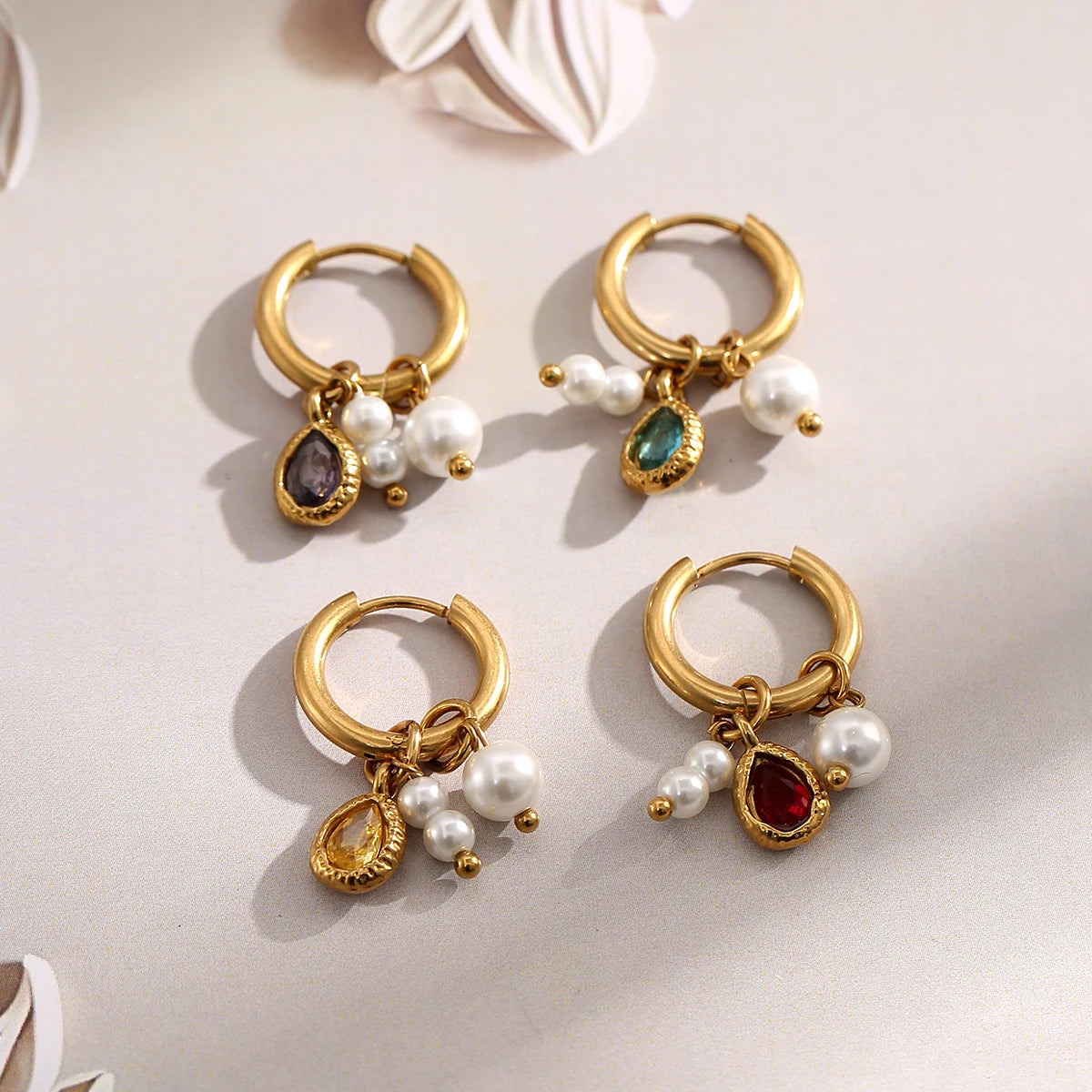 Vintage Pearl Hoop Earrings