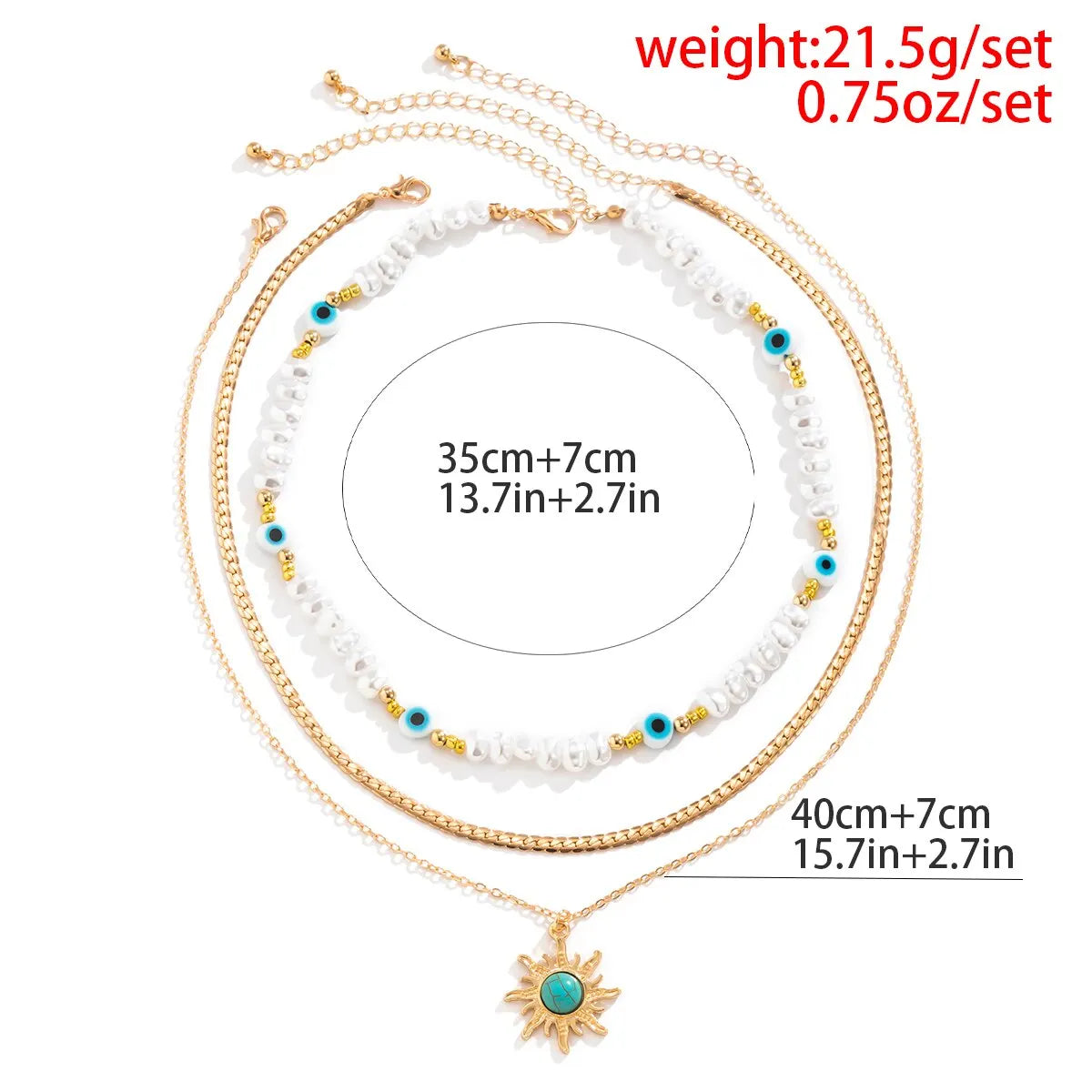Sunflower Beaded Layered Necklace Set