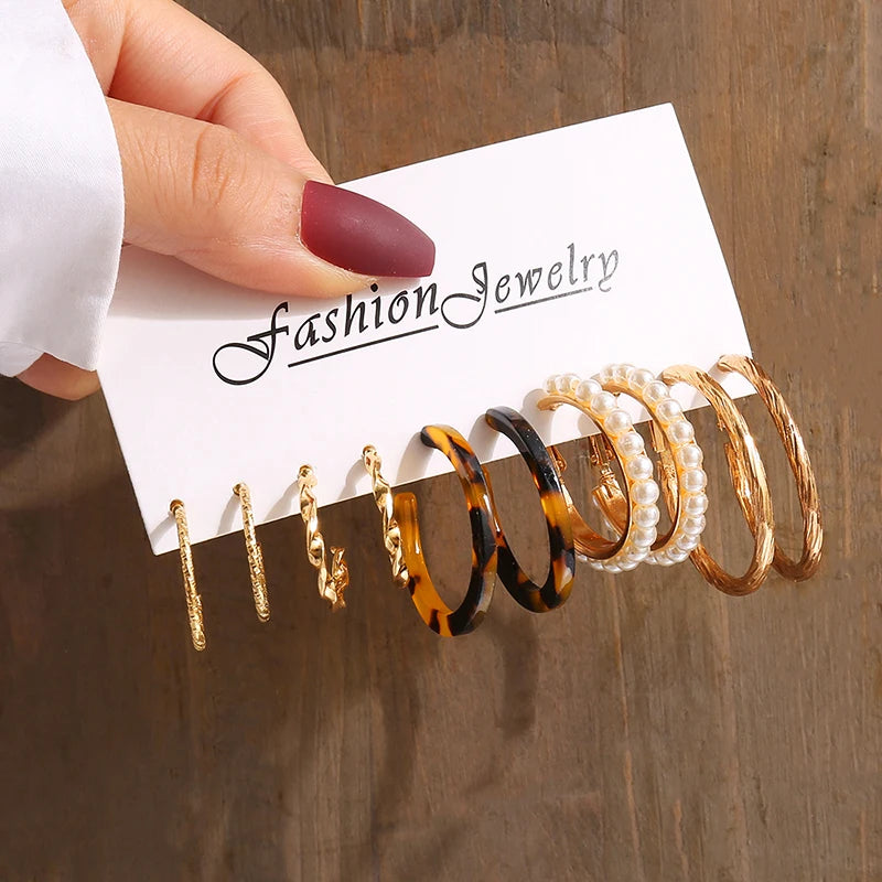 Geometric Pearl Dangle Earrings