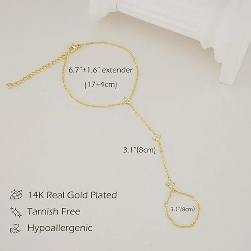 Leaf Chain Ring Bracelet