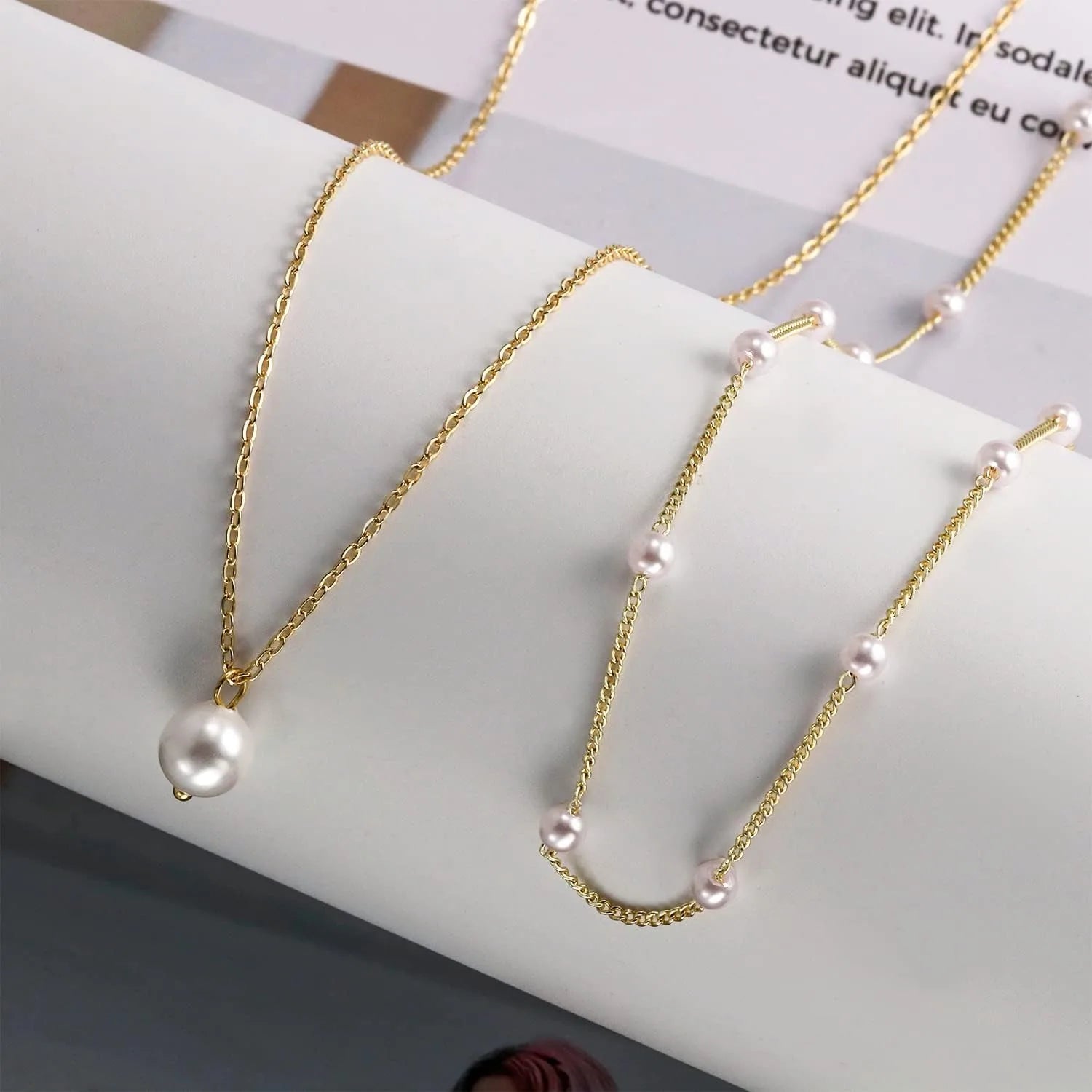 Layered Gold Pearl Necklace