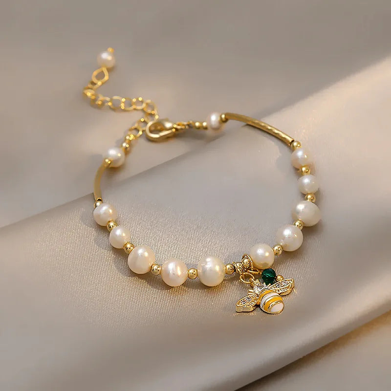 Honeybee Pearl Charm Bracelet