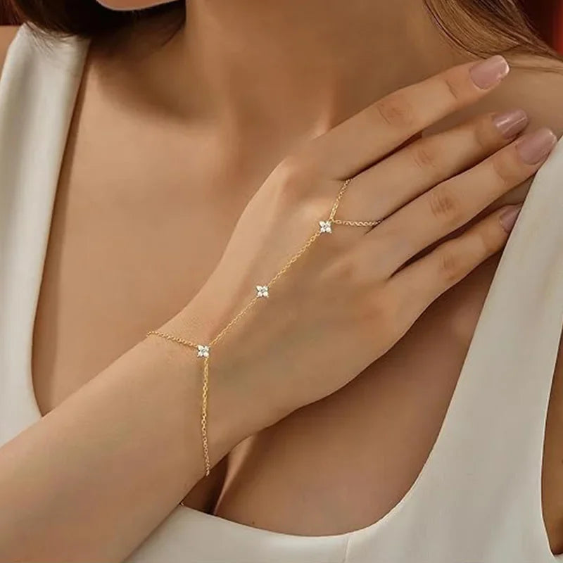 Leaf Chain Ring Bracelet