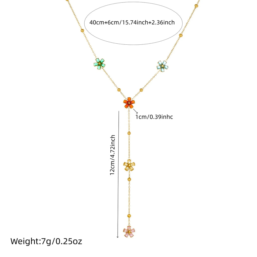 Five-Petal Flower Y-Necklace