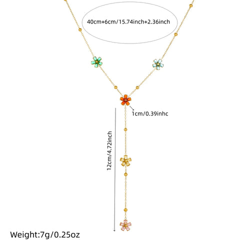 Five-Petal Flower Y-Necklace