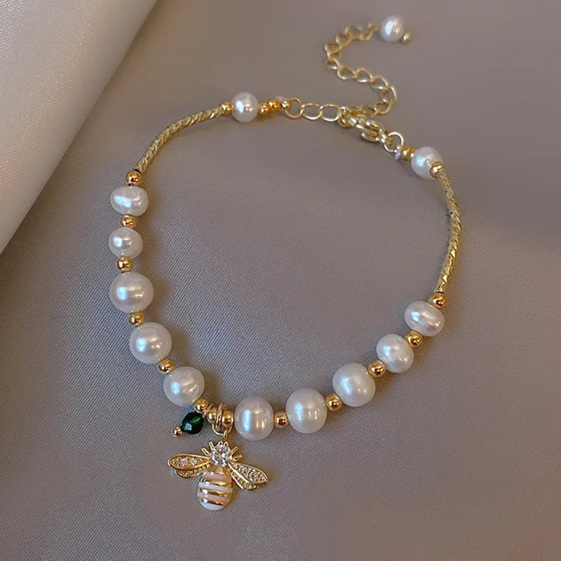Honeybee Pearl Charm Bracelet