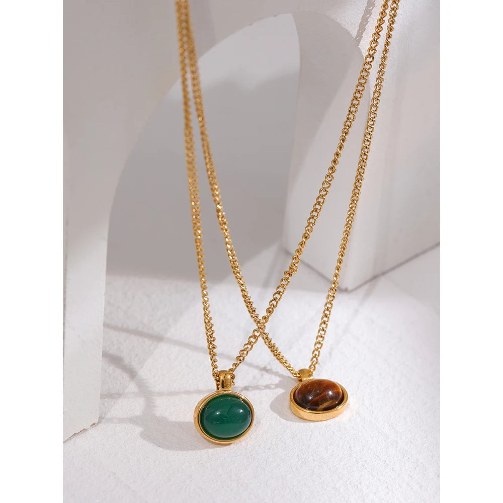 Green Agate Stone Necklace