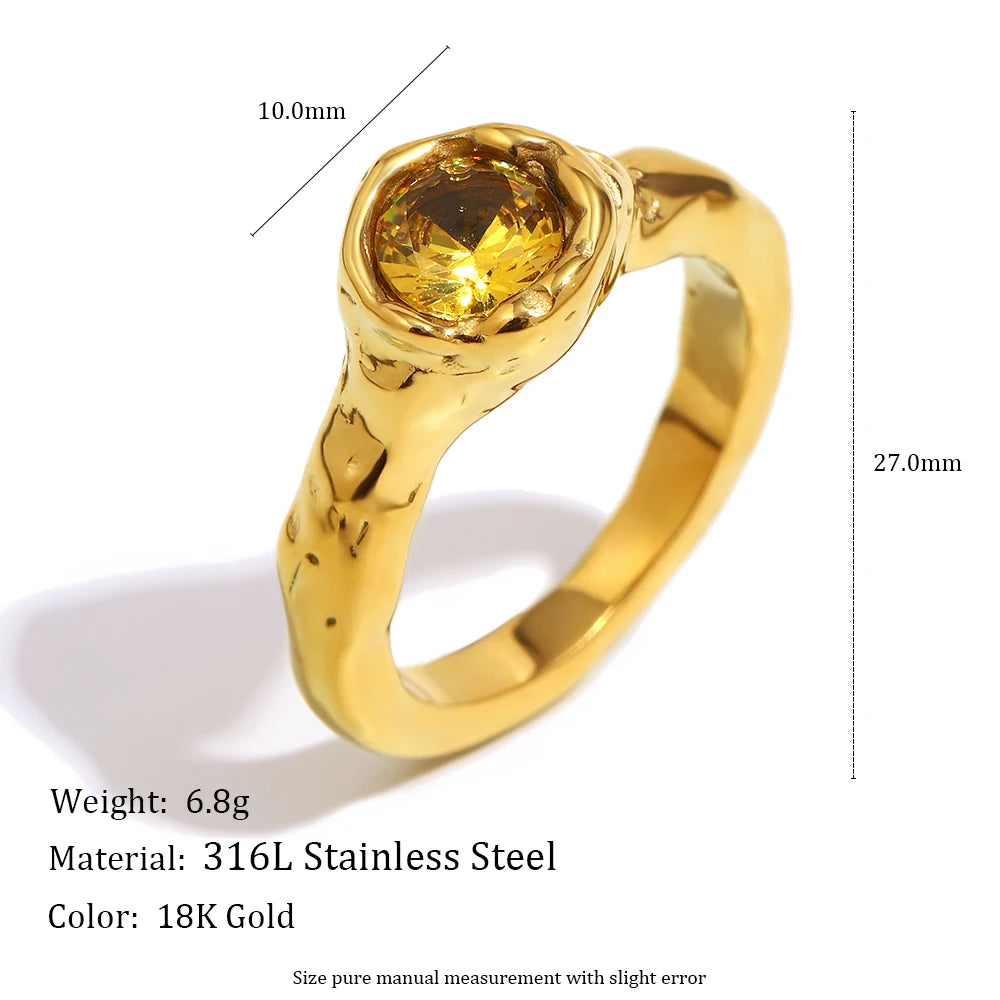 Champagne Zircon Thin Ring
