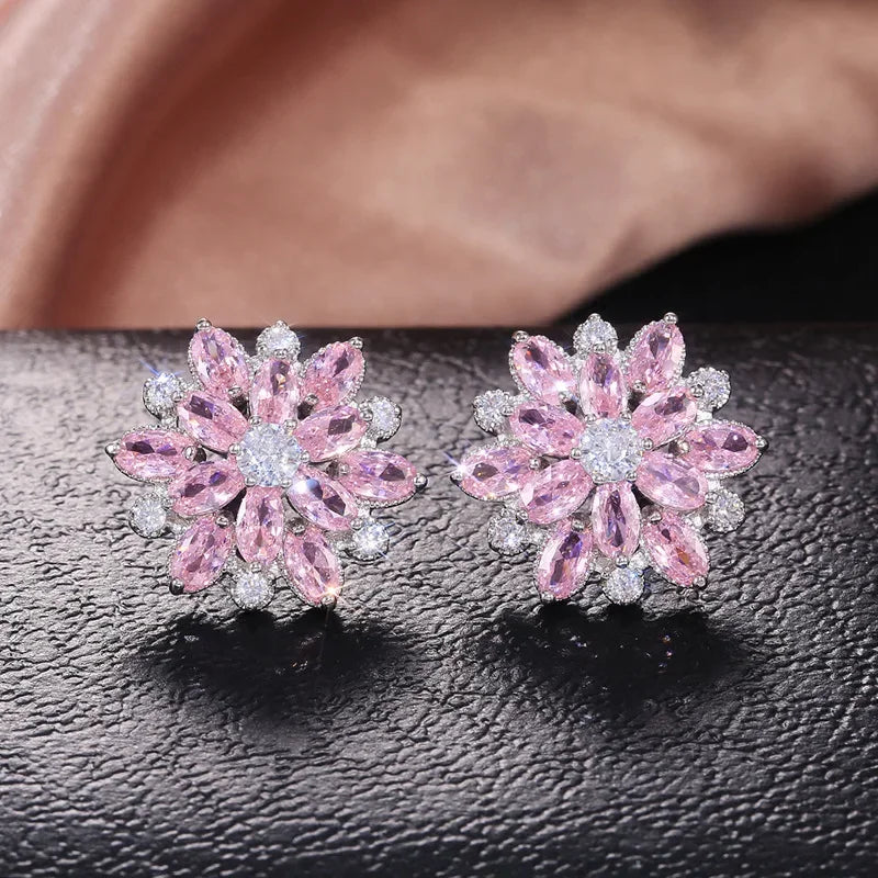 Crystal Flower Stud Earrings