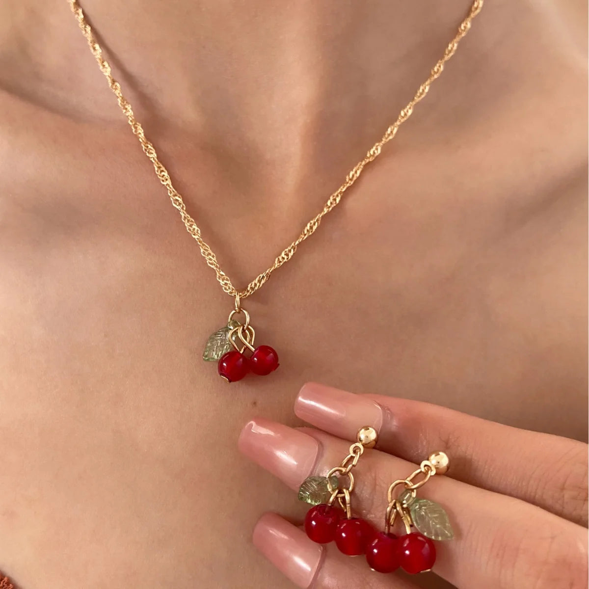 Cherry Blossom Necklace & Earring Set
